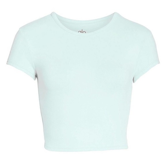 ALO Yoga Mint Crewneck Short Sleeve Crop Baby Tee - Picture 2 of 10